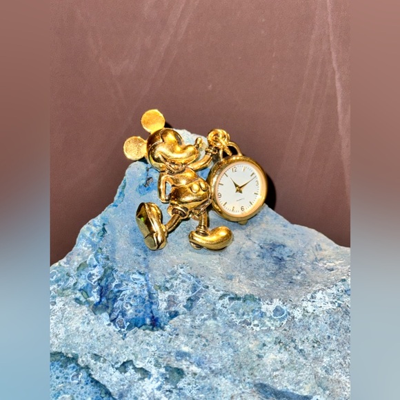 A Collectible Mickey Mouse Holding a Dangling Napier Clock Brooch - Picture 12 of 13
